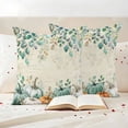 thumbnail image 3 of Thanksgiving Outdoor Waterproof Pillow Covers, Green Eucalyptus Leaves Orange Pumpkin Decorative Square Throw Pillowcase Sofa Cushion Sham for Patio/Couch/Chair, 26"x26" 2 Pack, 3 of 8
