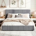 thumbnail image 7 of Einfach King Size Bed Frame, Upholstered Platform Bed with Height Adjustable Headboard, Easy Assembly, Noise-Free, Grey, 7 of 7