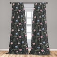 thumbnail image 2 of Spring Window Curtains, Watercolor Repetitive Flowers Leaves Floral Ornament on Dark Back, Lightweight Decor 2-Panel Set with Rod Pocket, Pair of - 28"x84", Charcoal Grey Blush and Pink, by Ambesonne, 2 of 3