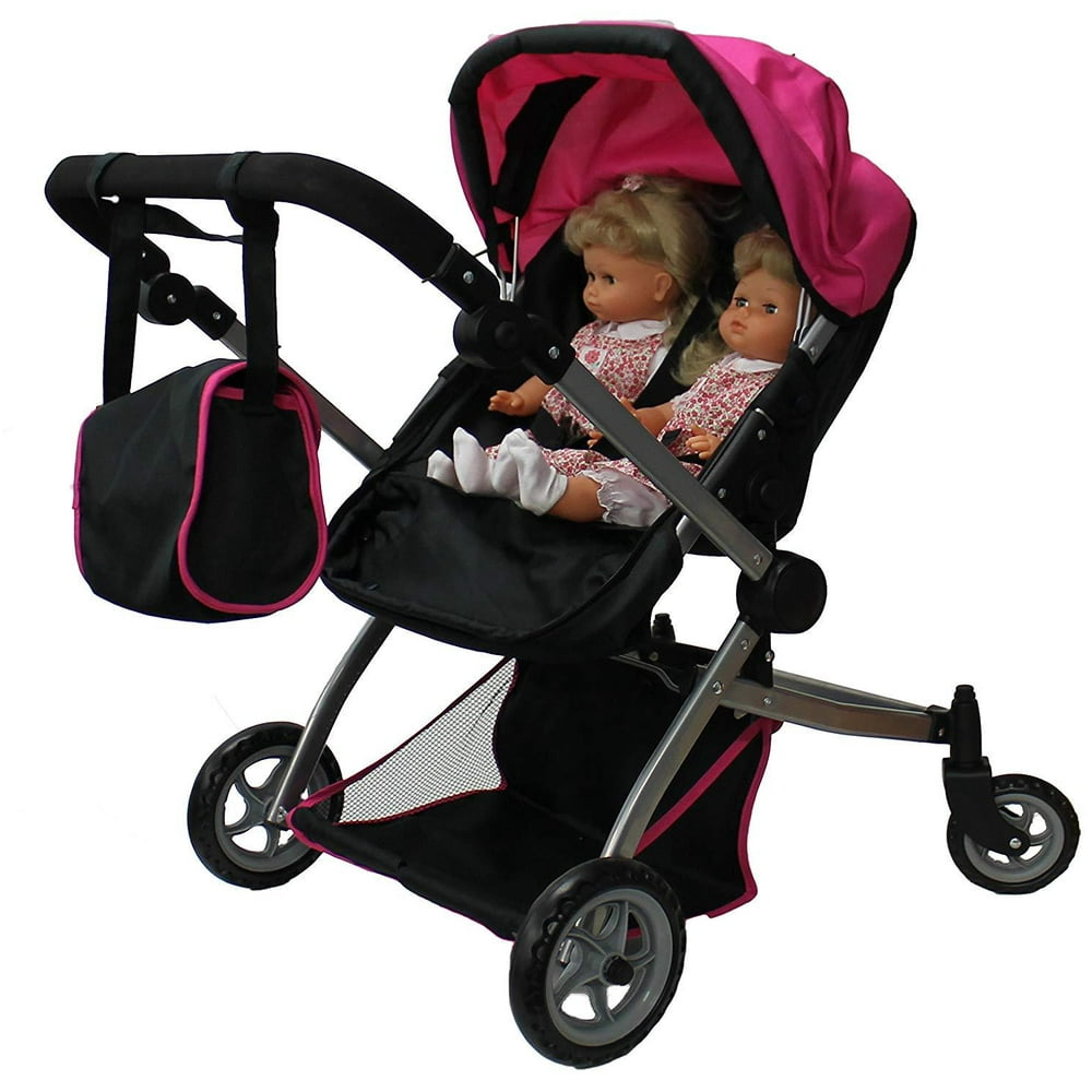Mommy & Me Babyboo Deluxe Twin Doll Stroller Foldable Double Doll Pram