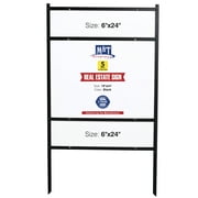 M&T Displays H Frame Real Estate Yard Sign Post Dual Rider, 24x18 Inch 42" Tall Black Metal 3/4" Angle Frame Construction Pointed Legs (5 Pack)