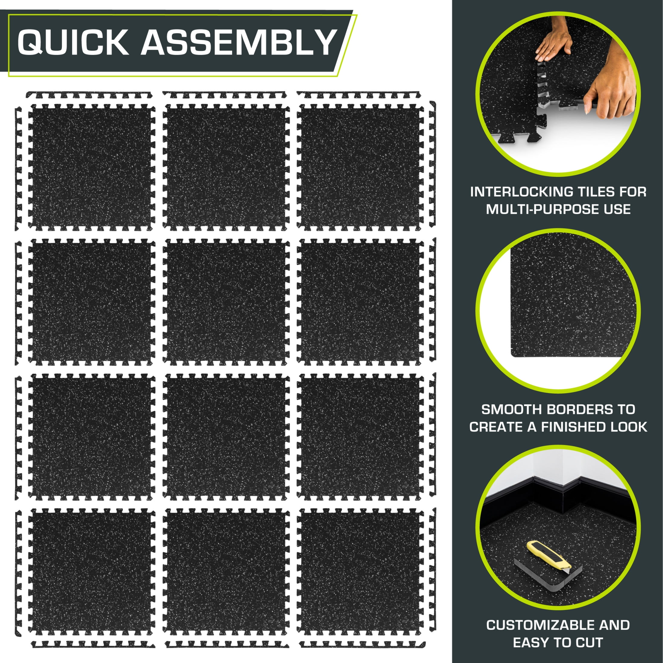 ProsourceFit Rubber Top Exercise Puzzle Mat 3/4-in, EVA Foam & Rubber Tiles