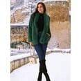 thumbnail image 4 of DARING DIVA Women's Faux Fur Coat Long Sleeve Pockets Lapel Fluffy Overcoat S Dark Green, 4 of 7