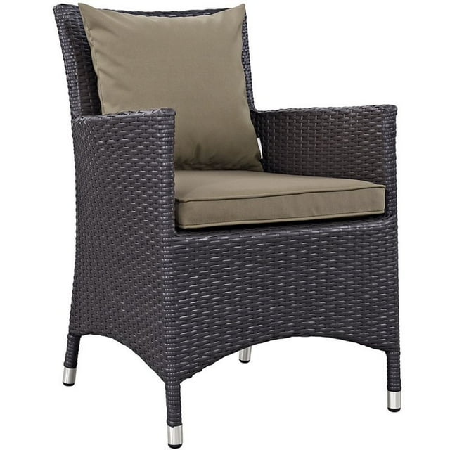 Modway Convene Aluminum and Rattan Patio Dining Armchair in Espresso/Mocha
