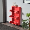 thumbnail image 3 of Flip Drawer Shoe Cabinet, Storage Organizer, Freestanding Shoe Rack, Wall Mounted No-Assembly (Red, 3 Drawer), 3 of 8