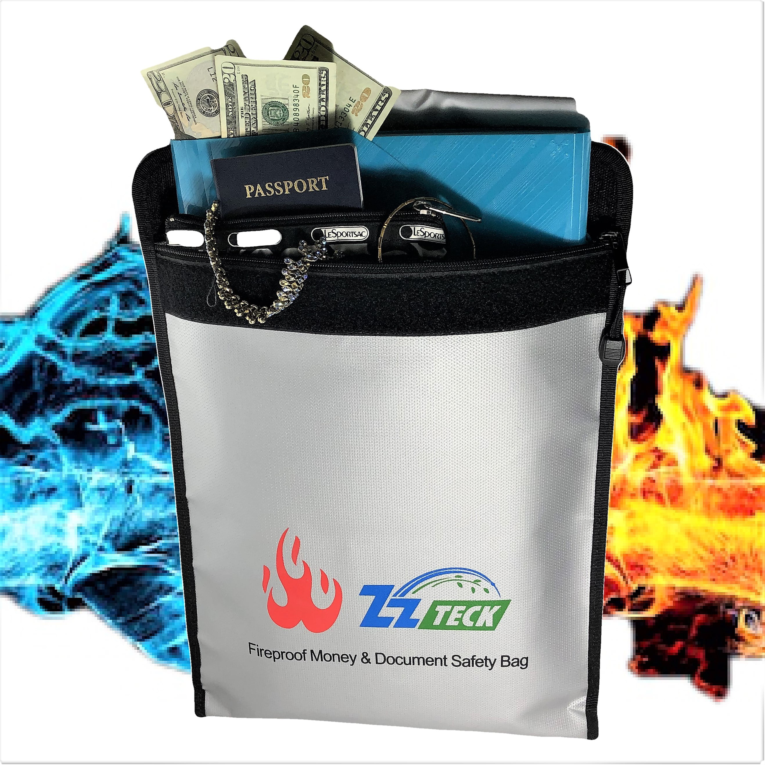 Fireproof Bag Safe Waterproof Fire Resistant Money Box Holder Folder Storage 