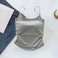 thumbnail image 6 of MDUKONU Tank Tops for Women Square Neck Spaghetti Strap Double Lined Y2K Going Out Camisole Top Size: One Size Grey, 6 of 7