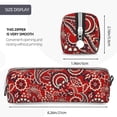 thumbnail image 3 of Fotbe Vintage Red Paisley Pattern Leather Pencil Case, Pencil Pouch with Durable Zipper, Compact and Stylish Organizer for Stationery, Art Supplies, Travel Essentials, 3 of 7