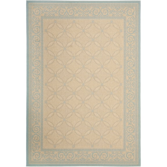 Safavieh Courtyard Cameron Geometric Indoor/Outdoor Area Rug, Cream/Aqua, 5'3" x 7'7"