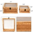 thumbnail image 2 of DECOR4SEASON Rattan and Cane Square Stacking Boxes with Glass Top Lid - Set of 2 for Boho, and Rustic Farmhouse Decor, 2 of 6