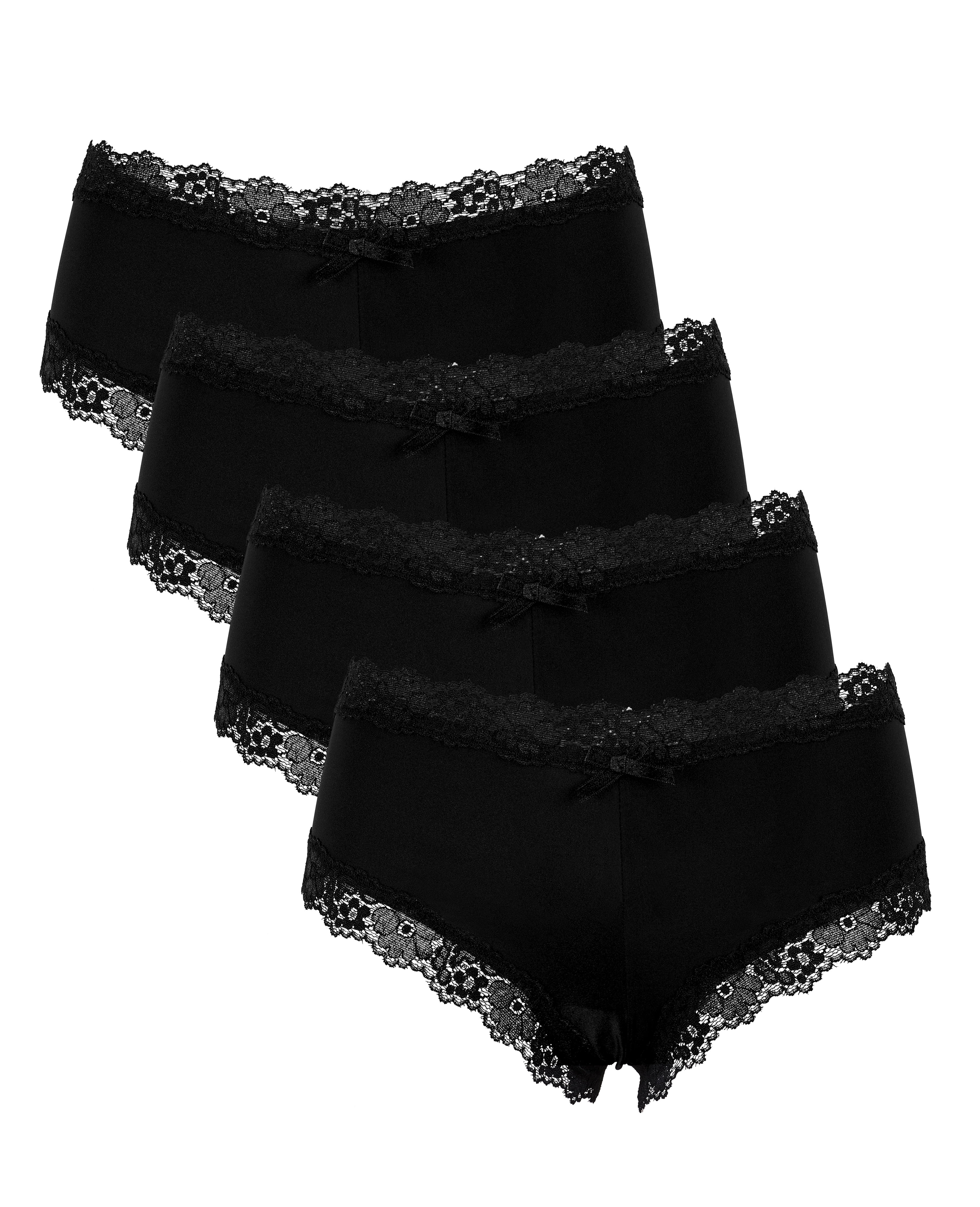 Charmo Women Nylon Bikini Panties Silk Soft Lace Trim Underwear Comfort