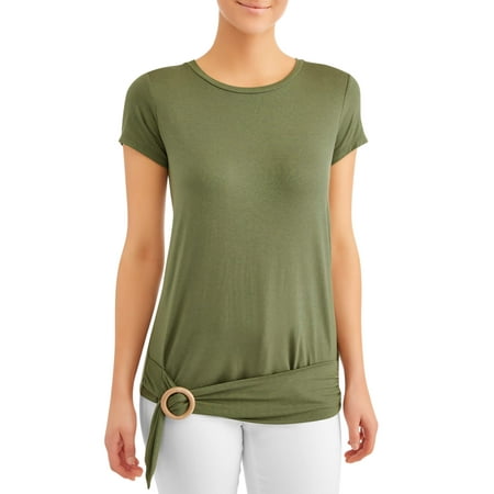 Women's O-Ring Belt Short Sleeve T-Shirt (Best Looking T Shirts)