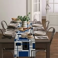 thumbnail image 3 of Abstract Geometry Squares Modern Art Blue Table Runner Home Wedding Table Mat Centerpieces Decoration Dining Long Tablecloth, 3 of 6