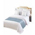 thumbnail image 2 of Bed Runner for King Size, Vintage Sky Blue Decorative Scarf Throws for Foot of Bed, Farmhouse Retro Solid Color Linen Texture Luxury Bedding Protector Slipcover Bedrunners for Hotel, 94 x 20 Inch, 2 of 6
