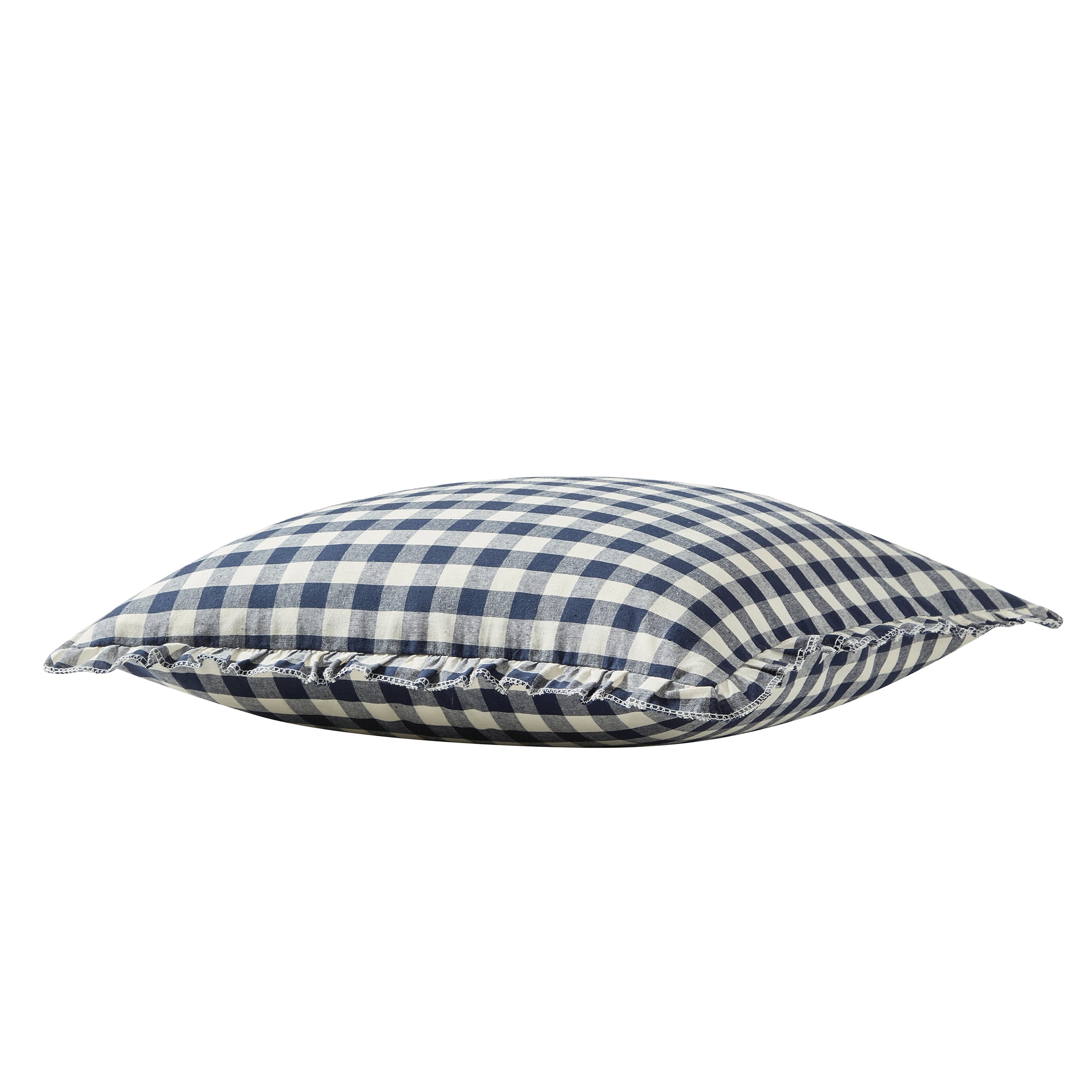 My Texas House 18" x 18" Ivory/Blue Micro Gingham Decorative Pillow