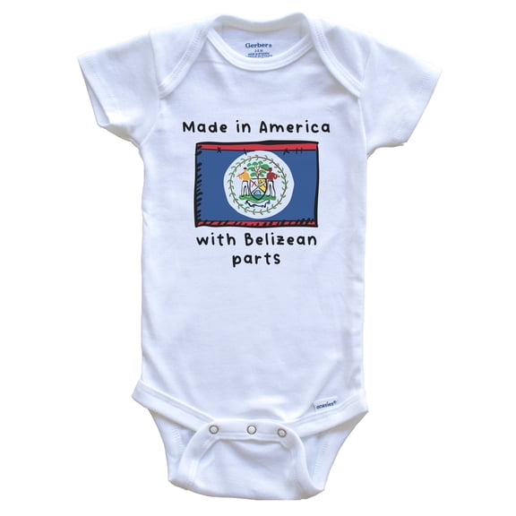 Made In America With Belizean Parts Belize Flag Baby Bodysuit