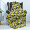 thumbnail image 4 of Yellow and White Soft Flannel Fleece Throw Blanket, Herringbone Pattern with Angled Lines Geometric Chevron Zigzags, Cozy Plush for Indoor and Outdoor Use, 60" x 80", Yellow Cream Grey, by Ambesonne, 4 of 5