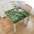 thumbnail image 2 of HAOXIT Decorative Elastic Edged Square Fitted Tablecloth,Wildlife Nature Summer Polyester Indoor Outdoor Fitted Tablecover for Banquet Buffet Kitchen Dining and Party Fit Square Table White, 2 of 7