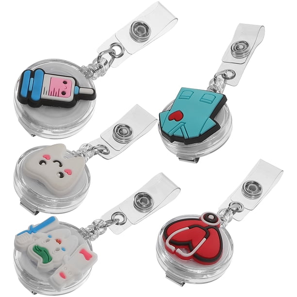 5 uds soportes de carrete de insignia retráctil Clips de soporte de tarjeta de identificación carretes de insignia reutilizables para estudiantes de enfermería