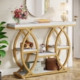 thumbnail image 2 of Finmind 4-Tier Console Table, 39" Wood Sofa Table with Storage Shelves, White Gold, 2 of 8
