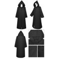 thumbnail image 3 of Disfraz Premium Capa básica con capucha y cordón, color sólido, traje de vacaciones informal con abertura frontal para mujer Kuymtek Negro T M para Mujer, 3 of 8