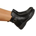 thumbnail image 4 of NexTorq Leather Ankle Boots for Women Low Heel Chunky Heeled Short Boots Round Toe Dress Booties with Side Zipper & Buckle Comfortable Non-Slip Fashion Casual Winter Fall Shoes Black US-5 (EU-35), 4 of 5