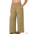 thumbnail image 3 of Zenana Women & Plus Smocked Wide Waistband Flared Bottom Casual Lounge Gaucho Pants, 3 of 4