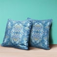 thumbnail image 3 of Amrita Sen Designs  16 x 16 in. Floral Paisley Suede Zippered Pillow with Insert - Blue, Pink & Purple, 3 of 3