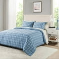 thumbnail image 2 of Mainstays 7-Piece Reversible Bed in a Bag Comforter Set with Sheets, Blue Check, Queen, 2 of 10