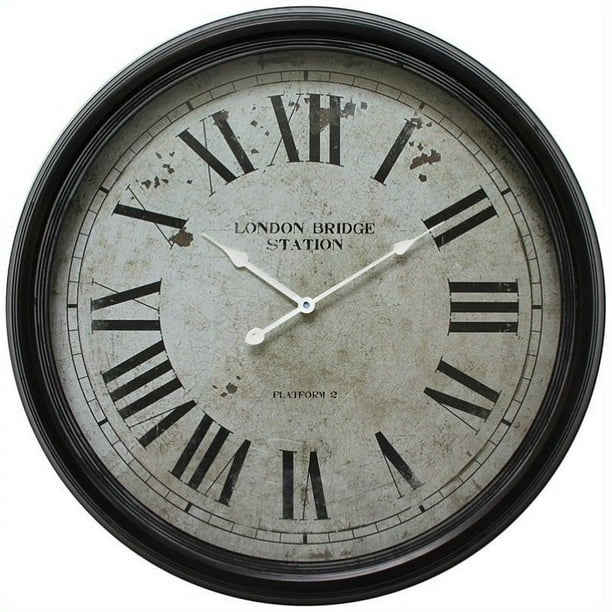 Yosemite Circular Iron Wall Clock With Black Distressed Frame Com - London Clock Black Pendulum Wall Yosemite Circular Iron Wall Clock With Black Distressed Frame Com - London Clock Black Pendulum Wall