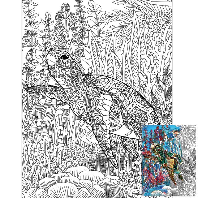 Póster para colorear ZOIIWA Turtle Giant Sea 100x132 cm para niños
