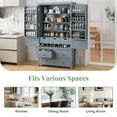 thumbnail image 4 of Harper & Bright Designs Freestanding Kitchen Pantry Organizers with Storage Set, Tall Kitchen Hutch Cabinet with Door and Drawers & Shelves, Gray, 4 of 16