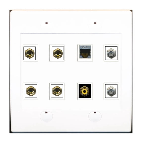 Ultra Spec Cables Custom Wall Plate White with up to 8 Keystone Ports
