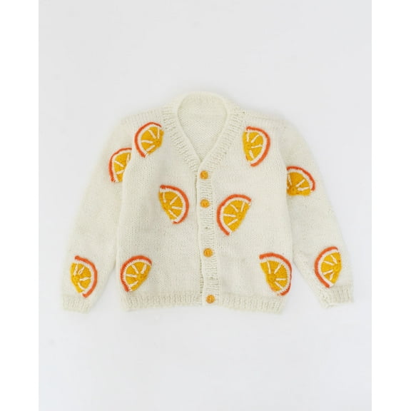 Woonie Handmade full Sleeves Slice Design Sweater-Cream