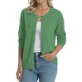 thumbnail image 2 of QUALFORT Women’s 100% Cotton Lightweight Button-Front Cardigan Sweater，crew neck Long Sleeve Knit, 2 of 7