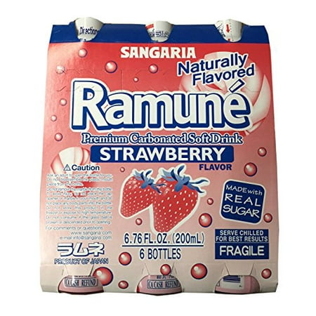 - Sangaria Ramune Premium Carbonated Soft Drink 6.76 fl oz per Bottle (Strawberry, 6 Bottle)