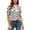 Beige, variant on Women's Striped Patterned Top Ladies Casual Neck Short Sleeve T Shirt Summer Buttoned Ruffle Loose Fit Multicolor Soft Comfy Wear Tee