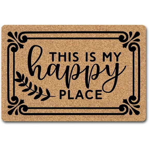 This is My Happy Place Mats for Front Door Entry Front Porch Doormat Non-Slip Carpet Rugs Floor Mat Decorative for Home Bathroom Kitchen Indoor 16x24 Inch