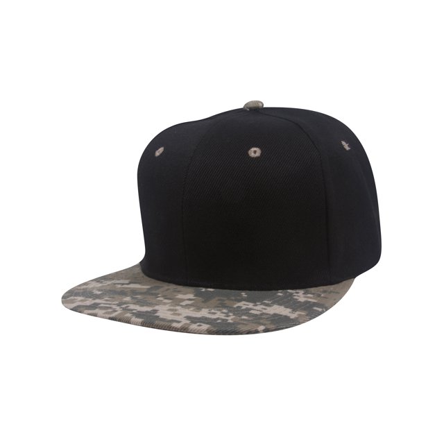 Top Headwear Flat Bill Adjustable Snapback Cap - Black/Digital Camo