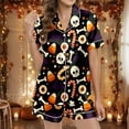 thumbnail image 2 of CONFREE Womens Halloween Pajamas Short Sleeve Cartoon Pumpkin Ghost Satin Sleepwear Tops Pants Hallowmas Pjs For Women Cozy Nightwear, 2 of 5