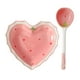 thumbnail image 1 of Juego de cuenco y cuchara de cerámica en forma de corazón, vajilla con diseño de fresa, utensilios de cocina Kawaii para ensalada de cereales y postres, 1 of 5