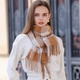 thumbnail image 5 of Bufanda para mujer, bufanda a cuadros, chal de invierno, bufanda de cachemira con borlas, bufandas grandes de gran tamaño, 5 of 5