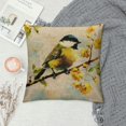thumbnail image 2 of Flax Throw Pillow Cover Blue Painting Watercolor Bird Chickadee Tit Branch Colorful Artistic  Pillowcase Home Decor Square Cotton Linen Pillow Case Cushion Cover, 2 of 5