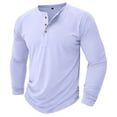 thumbnail image 4 of Defitshape Men's 2025 Blouse Button Henley Shirt Classic Fall Crew Neck Long Sleeve Winter Cotton Pull On Top White Medium, 4 of 5