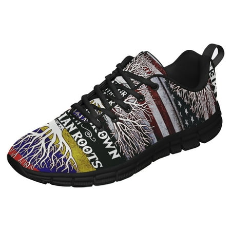 

American Flag Grown With Colombian Roots Running Shoes Sneakers Mesh Black Size 7
