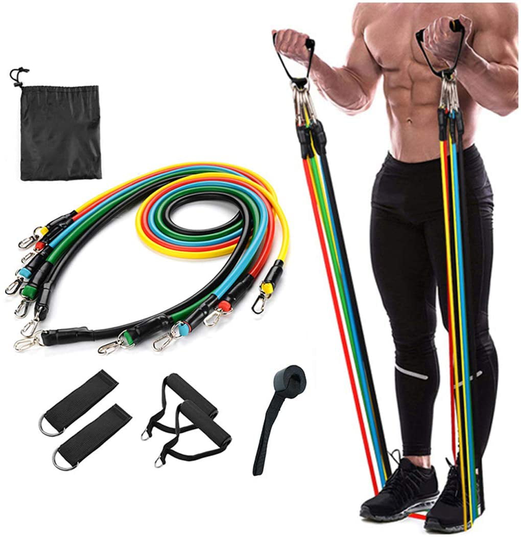 Resistance bands Set Workout with Handles Heavy Tube Exercise Fitness Gym 11PCs 
