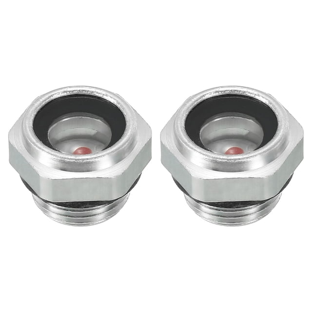 Unique Bargains Air Compressor Oil Sight Glass, 2 Pack G 3/8' Aluminum Oil Liquid Level Gauge