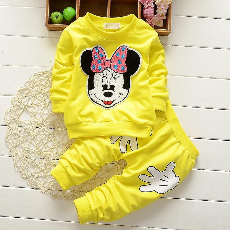 Kids Girl Cute Minnie Mouse Tracksuit Outfit Sweatshirt And Pants 2pc Set Clothes12 18 MonthsYellow Walmart