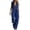 Blue, variant on Women's Hooded Jumpsuit, Long Sleeve Front Zipper Romper with Pockets, Wide Leg Casual One Piece Outfit, Retro Sporty Streetwear and Loungewear-Blue