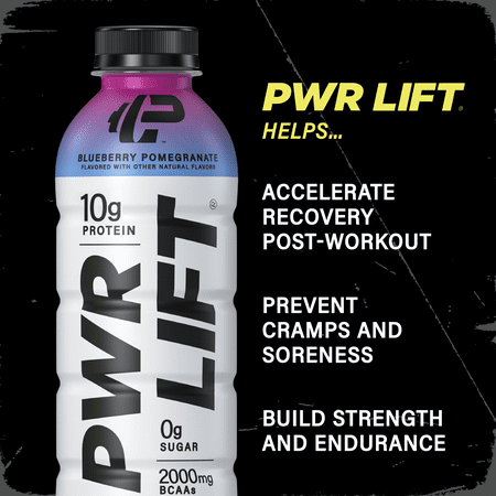 PWR LIFT PROTEIN-INFUSED WATER, 10G PROTEIN, 2000 BCAAS, BLUEBERRY POMEGRANTE, 16.9 FL OZ